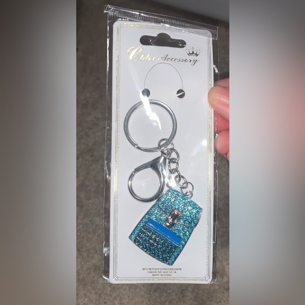 NWT. Turquoise Rhinestone Keychain / Bag Charm